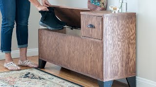 DIY Entryway Bench with Storage  How to build plans [upl. by Cash]