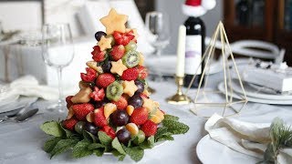 DIY CHRISTMAS FRUIT TREE  HOW TO MAKE EDIBLE FRUIT ARRANGEMENT [upl. by Tail294]