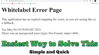 Spring Boot Whitelabel error page  Easy Solution [upl. by Bouchier]