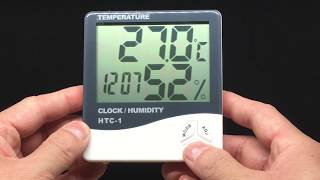 HTC1 LCD Digital Thermometer Hygrometer  Temperature Clock Humidity [upl. by Bander]