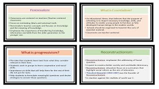 4 Major Educational Philosophies  Perennialism  Essentialism  Progressivism  Reconstructionism [upl. by Christis702]