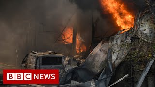 Greece battles wildfires near Athens and on island  BBC News [upl. by Blithe405]