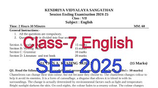 Class7 English  Annual Exam Question Paper  Session 202425 Session Ending Exam for KV students [upl. by Balf]