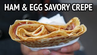 Ham and Egg Savory Crepe in Paris  Crepe Jambon Fromage [upl. by Hulen]