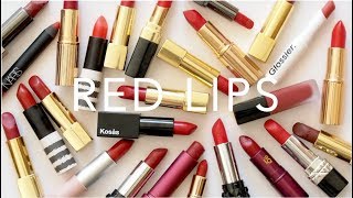 Top 25 Red Lipsticks  Collection and Swatches [upl. by Annairoc]