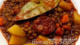 Lentejas con chorizo 🍲😜 Receta de la abuela [upl. by Hagan]