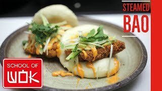 Light amp Fluffy Chinese Bao Bun Recipe with Crispy Chicken [upl. by Him384]