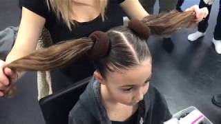 PETITE HAIR DOUBLE BUNS TUTORIAL  Competition Season  Dance Sensation Inc [upl. by Ainotal]