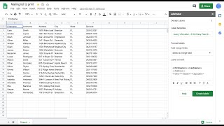 How to print mailing labels from Google Sheets [upl. by Noeruat]