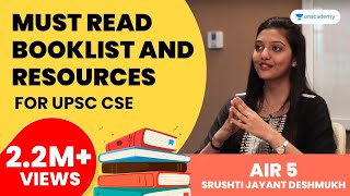 Must Read Booklist and Resources for UPSC CSE by AIR 5 Srushti Jayant Deshmukh [upl. by Veneaux]