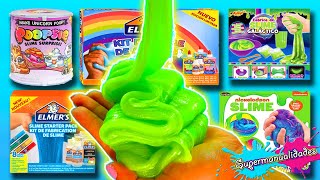 Probando 8 kits para hacer Slime Elmers Nickelodeon y Poopsie  Supermanualidades [upl. by Schweiker]