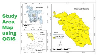 Study area Map using QGIS [upl. by Ayekam892]