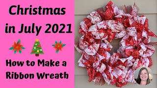 How to Make a Ribbon Wreath 1  Christmas Ribbon Wreath  Dollar Tree DIY [upl. by Dorkus836]