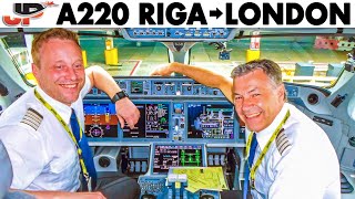 AIRBUS A220 Riga🇱🇻 to London🇬🇧  Walkaround  Briefing  Cockpit Presentation [upl. by Nrubyar]