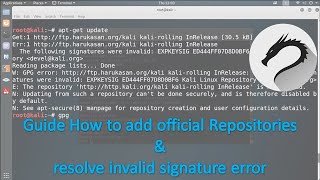 How to add official repositories amp resolve invalid Signature error in Kali Linux [upl. by Aisereht]