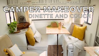 Camper Dinette Makeover and couch and decorating [upl. by Sukramal373]