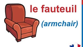 French Lesson 88  Furniture in French Vocabulary Les meubles en français Los muebles en francés [upl. by Swanhildas]