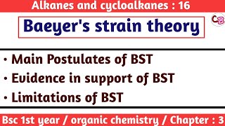 Baeyers strain theory  Evidence amp limitations  Alkanes and cycloalkanes  Bsc 1st year chemistry [upl. by Allista684]