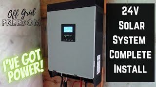 24V 2000 Watt Solar System Complete Install  Hybrid Solar InverterCharger  Off Grid Cabin [upl. by Aney]