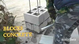 HOW TO BUILD COLUMNS WITH CONCRETE✔ BLOCK EDITED IN ENGLISHESTRUCTURA HECHA CON BLOCKS DE HORMIGÓN [upl. by Keary770]