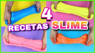 4 RECETAS PARA HACER SLIME  SLIME FÁCIL Y SIN BÓRAX  NatyGloss [upl. by Nafis]