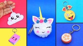 5 DIY Cute amp Easy Keychains How to make Keyrings at home Best out of waste [upl. by Yelkcub]