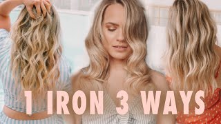 1 Curling Iron 3 Totally Different Curls amp Waves  Kayley Melissa [upl. by Enaid]