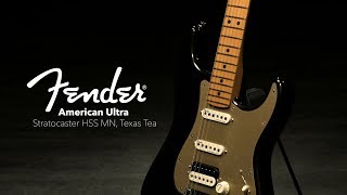 Fender American Ultra Stratocaster HSS MN Texas Tea  Gear4music demo [upl. by Trever257]