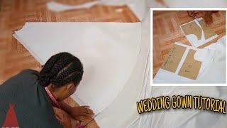 How I Cut My WEDDING GOWN  DIY wedding gown  Stitchadress [upl. by Jablon]