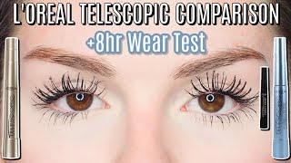 LOREAL TELESCOPIC MASCARA ORIGINAL vs WATERPROOF vs CARBON BLACK REVIEW  BEST DRUGSTORE MASCARA [upl. by Shanney177]