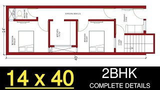 14 x 40 house design  14 by 40 house plans  14 by 40 ka naksha  1440 home plan  engineer gourav [upl. by Aramo291]