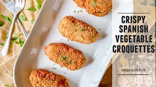 Crispy Spanish Vegetable Croquettes  Croquetas de Pisto Recipe [upl. by Ecidna]