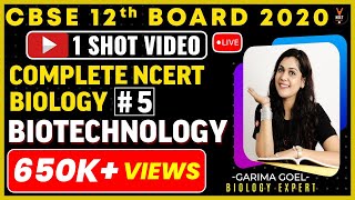 Complete 12th NCERT Biology Biotechnology Unit 4One Shot  CBSE 12th Board Exam 2020  Garima Goel [upl. by Ariait]