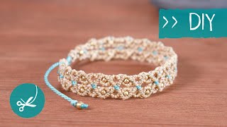 DIY Anleitung  Armband mit Perlen  MAKRAMEE [upl. by Annaoj]