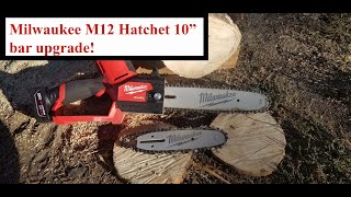 Milwaukee 2527820 M12 Hatchet upgraded to 10quot bar and chain [upl. by Ahsehat]