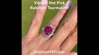 Platinum 834ct Gorgeous Oval Rubellite Tourmaline amp 101tcw Diamond Ballerina Ring 137g s57 🩷🩷💎 [upl. by Aiuqal229]