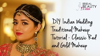 Indian Bridal Makeup Tutorial ft Corallista  DIY Classic Red and Gold Traditional Makeup  Nykaa [upl. by Henghold719]