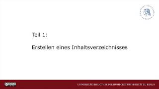 Wissenschaftliches Schreiben II Inhalts und Abbildungsverzeichnis in Word erstellen [upl. by Meda]