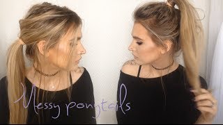 ♡ Messy ponytails  2 in 1 hair tutorial ♡ [upl. by Venetis]