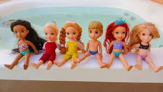 Elsa and Anna toddlers pool party and challenges [upl. by Roxi]