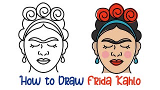 How to Draw Frida Kahlo Step by Step  Super Easy [upl. by Enra]