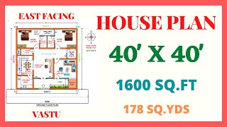 East Facing 40  40 House Plan II 1600 sqft House Plan II 40 X 40 GHAR KA NAKSHA EAST FACING [upl. by Erimahs]