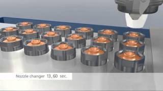 TRUMPF laser cutting TruLaser  Automatic nozzle changer [upl. by Nnylannej]