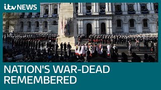 Live Remembrance Sunday commemorated at Cenotaph  ITV News [upl. by Sinnaiy]