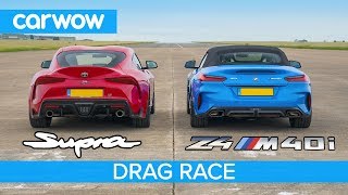 Toyota Supra v BMW Z4  DRAG RACE ROLLING RACE amp BRAKE TEST [upl. by Ayila684]