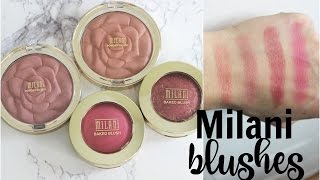 Milani Blushes  Review amp Swatches  My Beauty Bunny [upl. by Neersan]