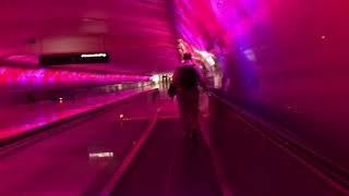 DTW Detroit Airport Light Tunnel between Concourse A amp Concourse BC 2017 [upl. by Everick84]