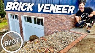 How To Install Brick Veneer Outside  DIY THIN BRICK [upl. by Fricke266]