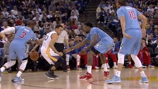 Stephen Curry through the legs behind the back for step back three in traffic Clippers at Warriors [upl. by Lekym]