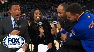 Stephen Curry videobombs dad during pregame [upl. by Euk214]